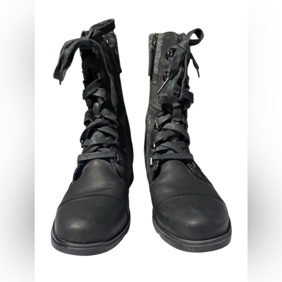 Sorel Women's Major Carly Combat Boot Size 7.5. Leather & Canvas - Picture 2 of 6